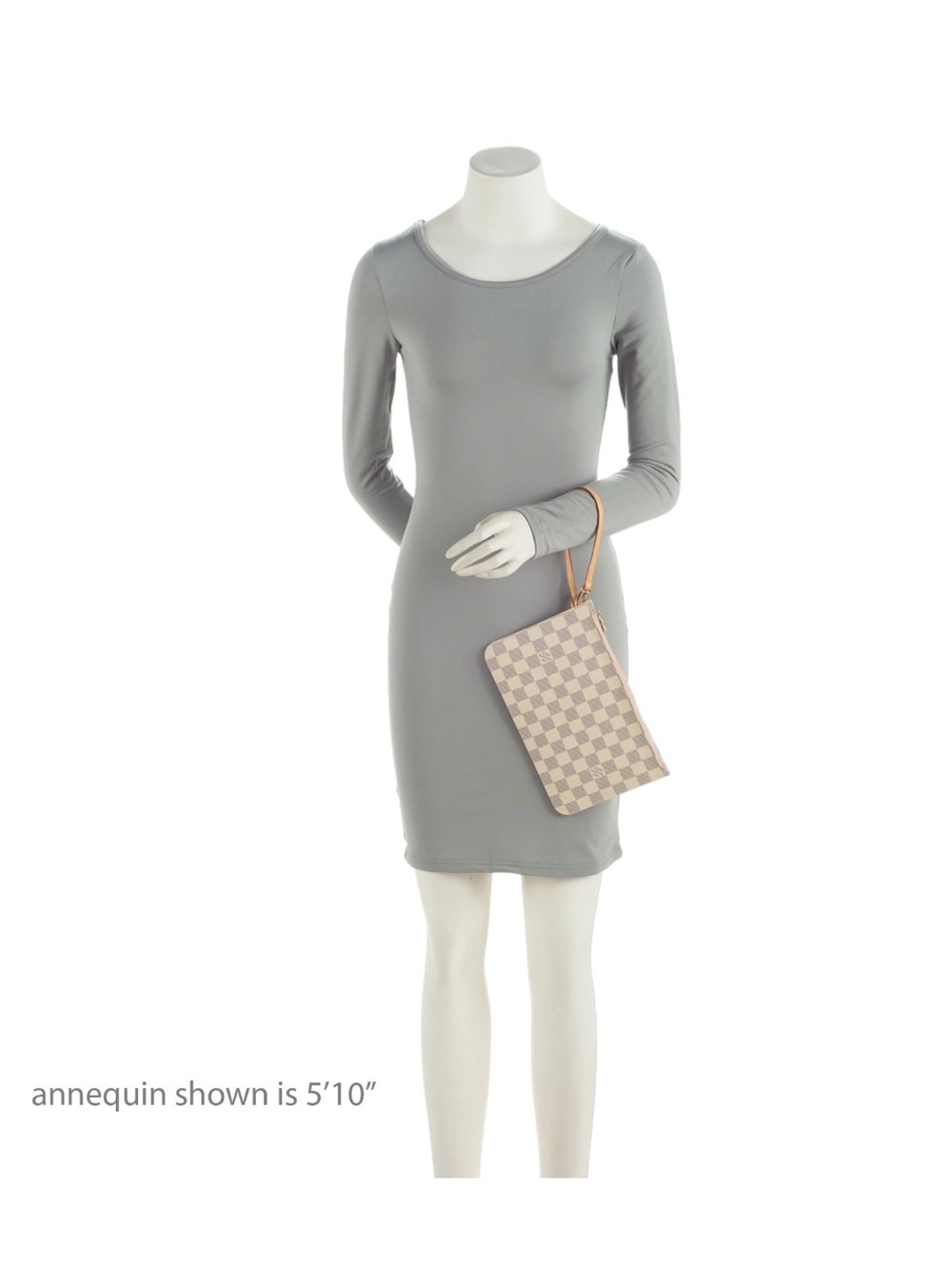Louis Vuitton Fitted Long-Sleeve Crewneck Dress in Light Gray